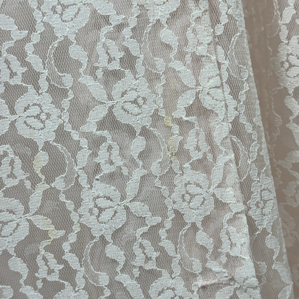 Vintage Pink Lace Maxi Robe Sheer Overlay Pockets Tie Waist Romantic M READ - Picture 15 of 16